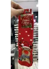 3 Lü Kız & Erkek Çocuk Yılbaşı Çorabı 7-8 Yaş - Kırmızı, Yeşil, Noel Baba