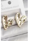316 Çelik Gold Renk İşlemeli Kalp Model Kadın Küpe