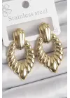316 Çelik Gold Renk İşlemeli Motiif Model Kadın Küpe