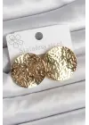 316 Çelik Gold Renk İşlemli Daire Plaka Model Kadın Küpe