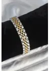 316L Çelik 12 mm Kalınlıkta Gold ve Gümüş Renkli Erkek Bileklik