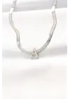  A Harfli Silver  İtalyan Zincirli Çelik Kolye