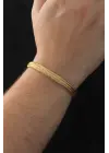 316L Çelik Altın Renk Hasır Görünüm Erkek Bileklik