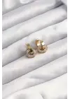   Altın Renk Zirkon Taşlı Halka Model Küpe