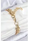 316L Çelik Ataç Zincir Model Gold Renk Kadın Bileklik