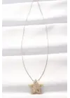  Çift  Zirkon Taşlı Yıldız Çelik Kolye