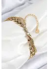 316L Çelik Çoklu Görünüm Geçmeli Halka Model Gold Renk Kadın Bileklik