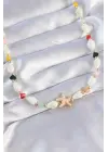  Deniz Kabuğu Tasarımlı li Zirkon Taşlı Deniz Yıldızı Çelik Kolye