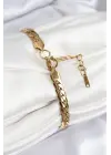 316L Çelik Ezme Zincir Model Gold Renk Kadın Bileklik