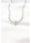  F Harfli Silver  İtalyan Zincirli Çelik Kolye