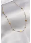 316L Çelik Gold Çiçek Figür Zirkon Taşlı Kadın Kolye