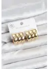 316L Çelik Gold Renk 3lü Görünüm Kadın Küpe