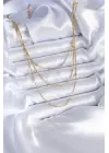  Altın  3lü Minimal Toplu  Çelik Kolye