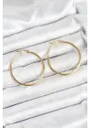 316L Çelik Gold Renk 35 mm Halka Kadın Küpe