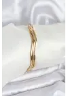 316L Çelik Gold Renk 65 mm Ajda Zikzak Model 3lü Kadın Bileklik