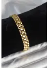 316L Çelik Gold Renk 9 mm Kalınlık Erkek Bileklik