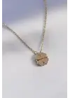 Altın Açılır Zirkon Taşlı Yonca Model Çelik Kolye