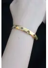 316L Çelik Gold Renk Ay Yıldız İşleme Kadın Kelepçe