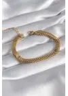316L Çelik Gold Renk Balık Sırtı Zincir Model Kadın Bileklik