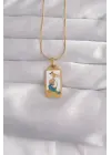  Altın  Beyaz Mineli Kız Figür Tarot Çelik Kolye