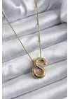  Altın  Bubble S Harf Model  Çelik Kolye
