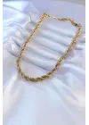 316L Çelik Gold Renk Burgu Model 45 cm Kadın Kolye
