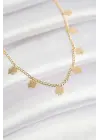  Altın  Çoklu Yonca Tasarımlı Çelik Kolye