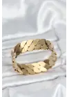 316L Çelik Gold Renk Ezme Zincir Model Kadın Kelepçe Bileklik