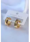 316L Çelik Gold Renk Geometrik Halka Model Kadın Küpe