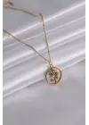316L Çelik Gold Renk Gül Figür Kadın Kolye