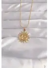  Altın  Güneş Figür Vintage Çelik Kolye