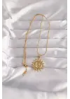  Altın  Güneş Figür Vintage Çelik Kolye