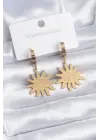   Altın Güneş Model Göz İşleme Çelik Küpe