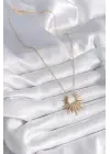  Altın  Güneş Model  Çelik Kolye