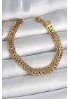 316L Çelik Gold Renk Hasır Zincir Model Kadın Bileklik