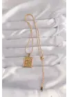  Altın  İşlemeli Vintage Çelik Kolye