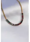  Altın  İtalyan Zincir Model li Zirkon Taşlı  Çelik Kolye