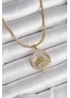  Altın  İtalyan Zincir Zirkon Taşlı Göz Model  Çelik Kolye