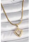  Altın  İtalyan Zincir Zirkon Taşlı Kutup Yıldız İşleme  Çelik Kolye