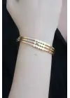 316L Çelik Gold Renk Kaburga Model Kelepçe Kadın Bileklik