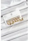 316L Çelik Gold Renk Kadın Küpe Seti