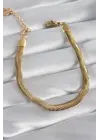 316L Çelik Gold Renk Kalın İtalyan Zincir Model Kadın Bileklik