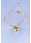 316L Çelik Gold Renk Kalp Figür 2li Zincir Model Kadın Bileklik