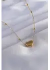  Altın  Kalp Figür  Çelik Kolye