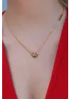  Altın  Kalp Figür Love Yazı İşleme  Çelik Kolye