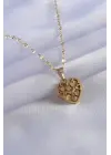  Altın  Kalp Figür Sallantı Kalp Detay  Çelik Kolye