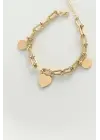 316L Çelik Gold Renk Kalp Figür Tiffany Zincir Bileklik