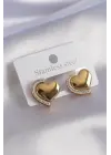 316L Çelik Gold Renk Kalp Model Kadın Küpe