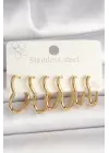 316L Çelik Gold Renk Kalp Model Kadın Küpe Seti