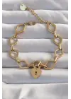316L Çelik Gold Renk Kalp Model Zincir Bileklik
